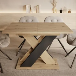 Xandra - Eetkamertafel - Eiken/zwart - 120x90x75 cm