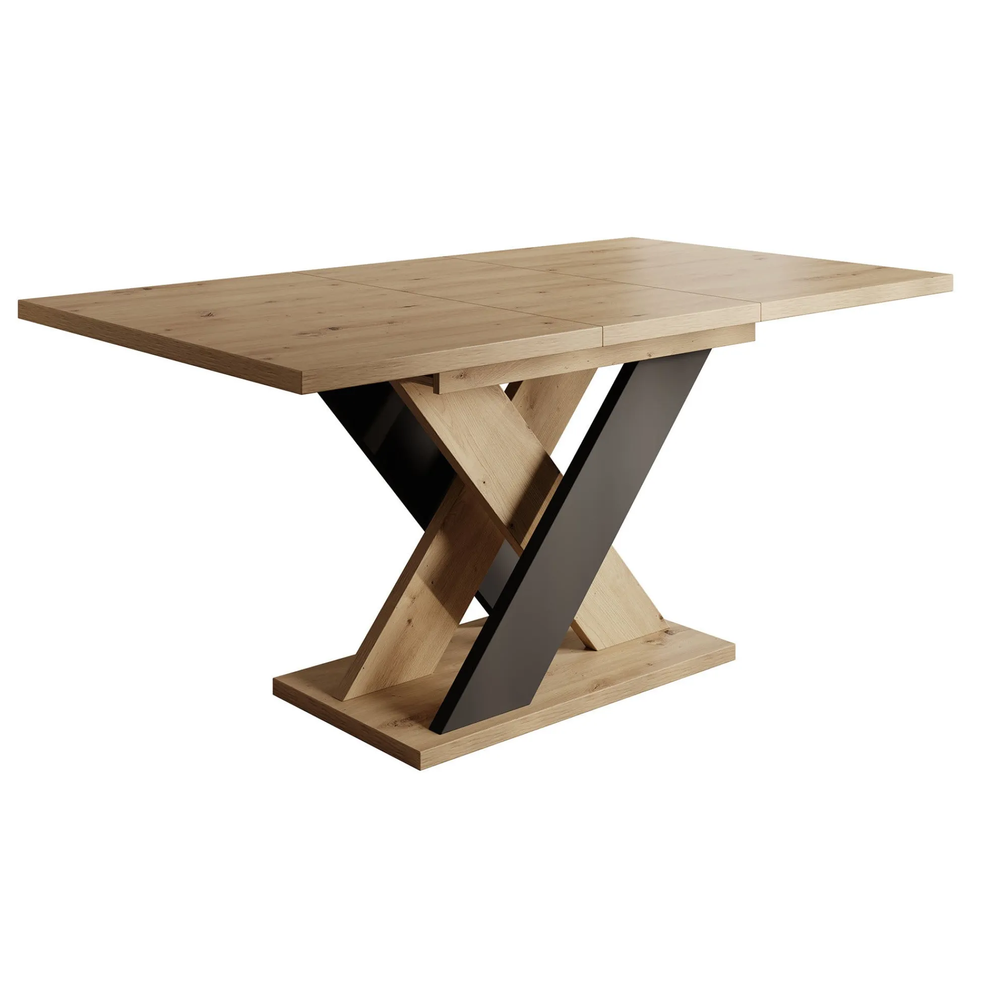 Xandra - Eetkamertafel - Eiken/zwart - 120x90x75 cm