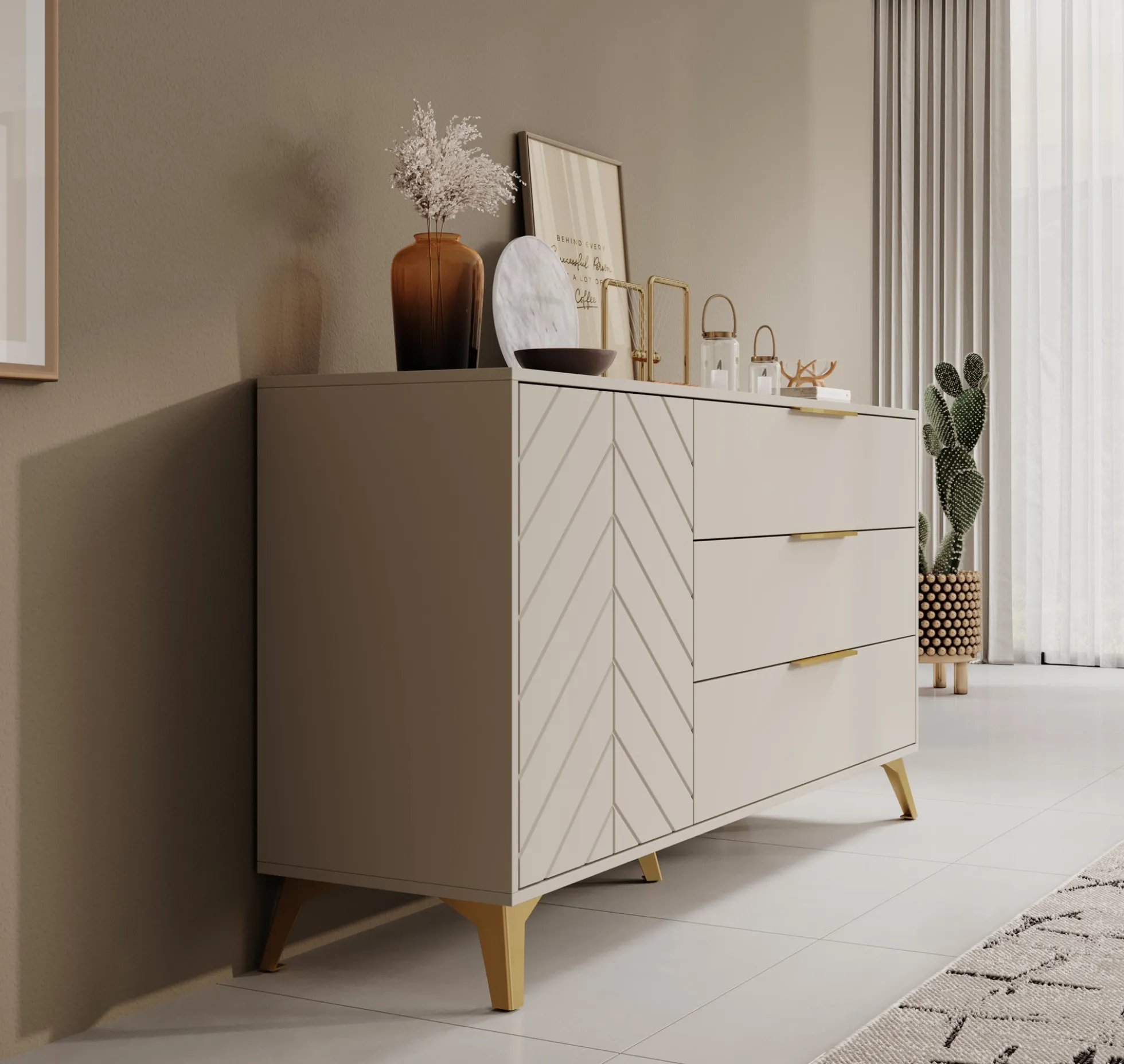 Xiano - Dressoir - Beige - 154x40x80 cm