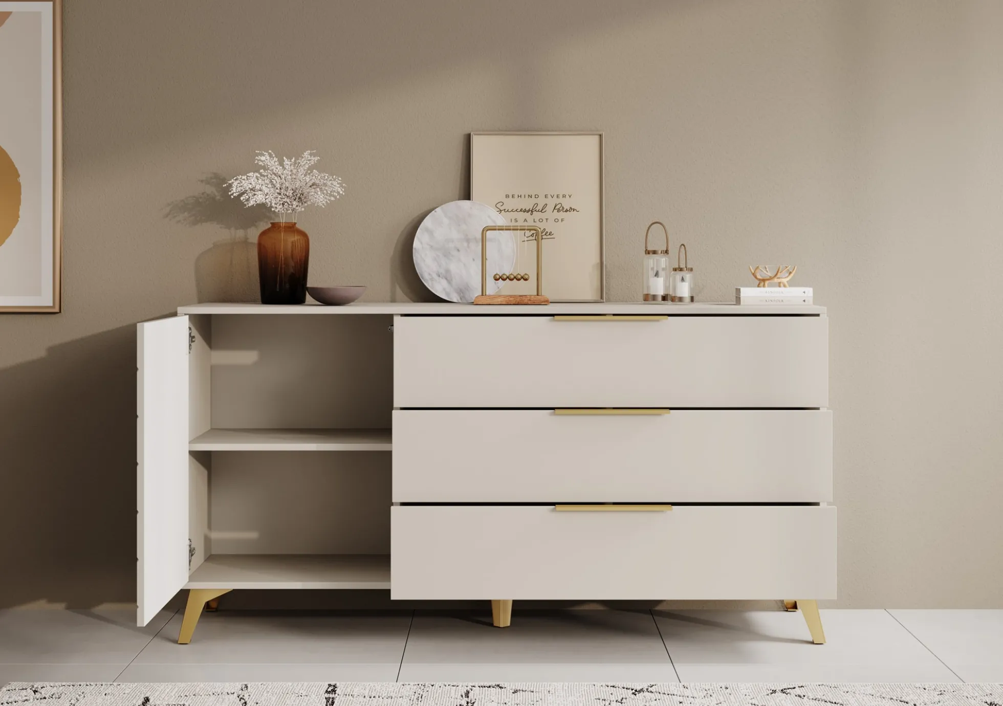 Xiano - Dressoir - Beige - 154x40x80 cm