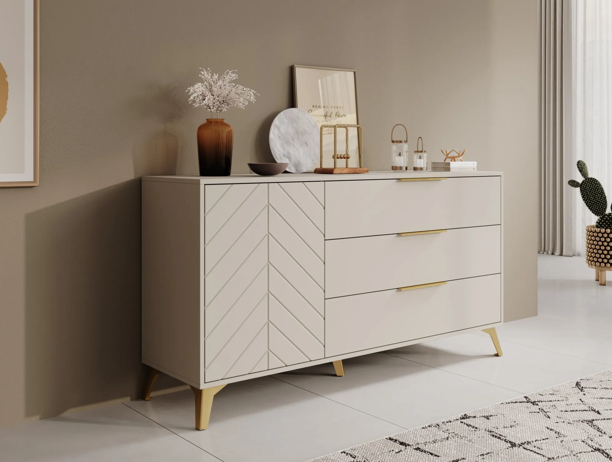 Xiano - Dressoir - Beige - 154x40x80 cm