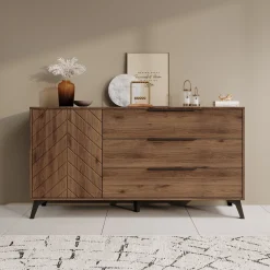 Xiano - Dressoir - Donker eikenpatroon - 154x40x80 cm