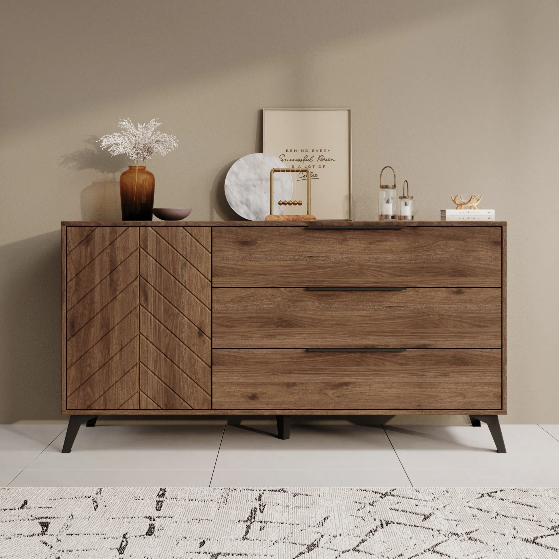 Xiano - Dressoir - Donker eikenpatroon - 154x40x80 cm