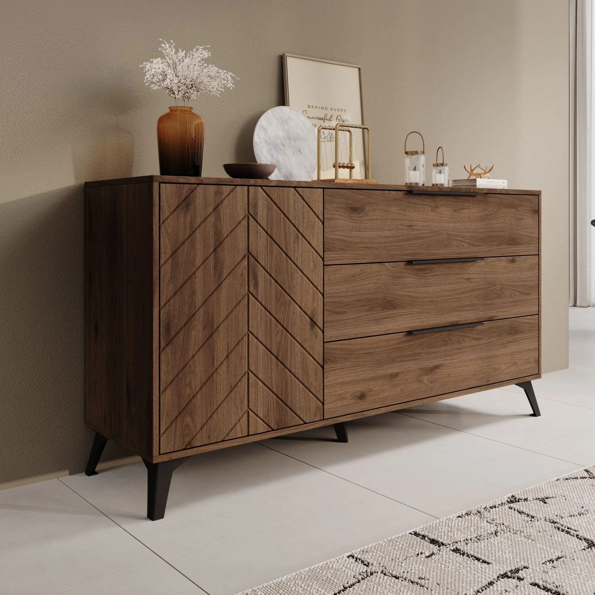 Xiano - Dressoir - Donker eikenpatroon - 154x40x80 cm