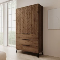 Xiano - Kledingkast 2 deurs - Donker eikenpatroon - 104x40x180 cm