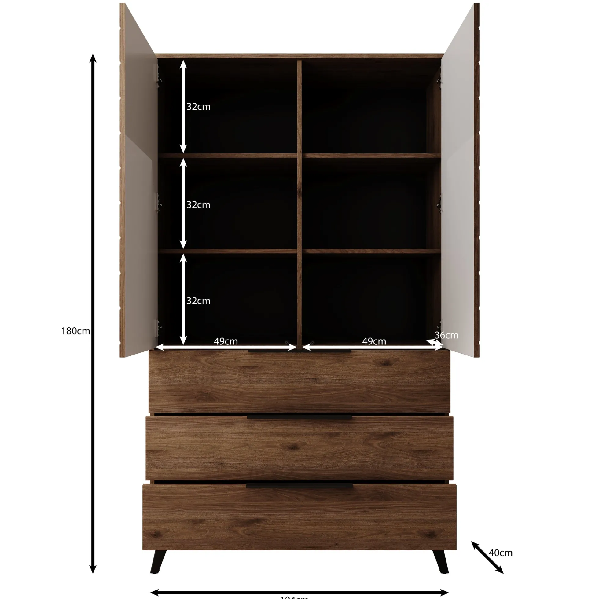 Xiano - Kledingkast 2 deurs - Donker eikenpatroon - 104x40x180 cm