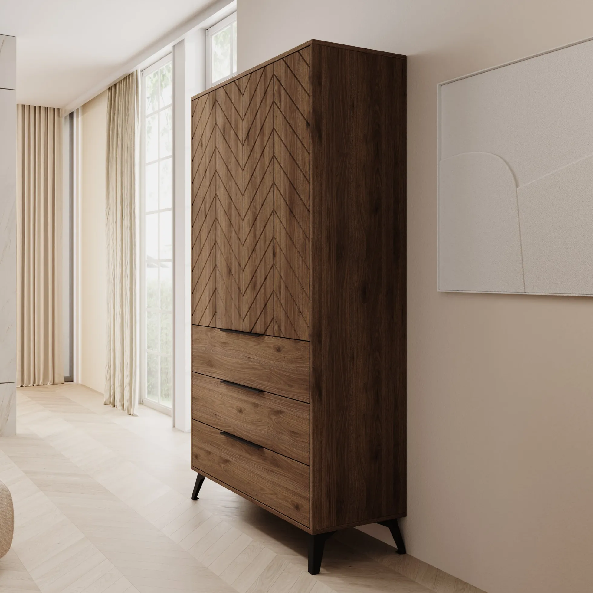 Xiano - Kledingkast 2 deurs - Donker eikenpatroon - 104x40x180 cm