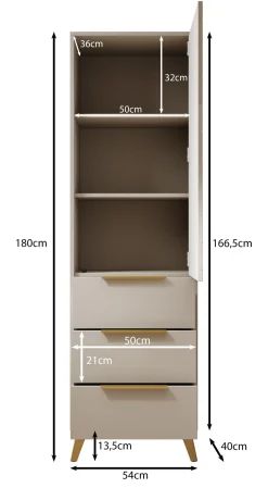 Xiano - Kledingkast met deur - Beige - 54x40x180 cm
