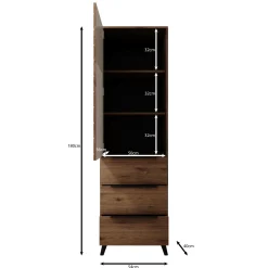 Xiano - Kledingkast met lades - Donker eikenpatroon - 54x40x180 cm