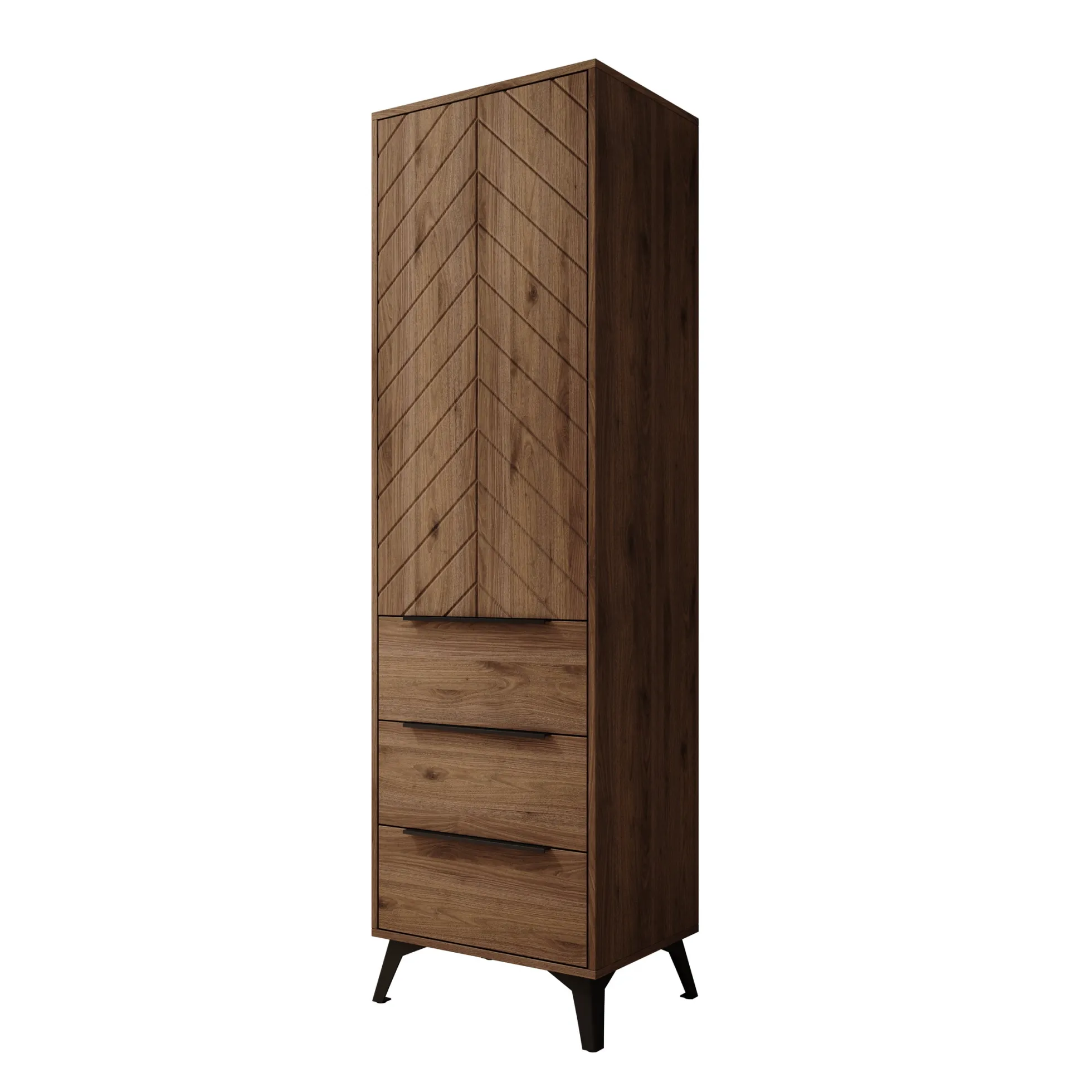 Xiano - Kledingkast met lades - Donker eikenpatroon - 54x40x180 cm