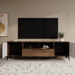 Xiano - TV-Meubel - Donker eikenpatroon - 204x40x60 cm