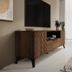 Xiano - TV-Meubel - Donker eikenpatroon - 204x40x60 cm