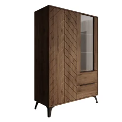 Xiano - Vitrinekast - Donker eikenpatroon - 104x40x150 cm
