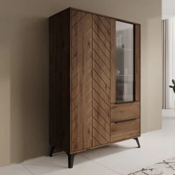 Xiano - Vitrinekast - Donker eikenpatroon - 104x40x150 cm