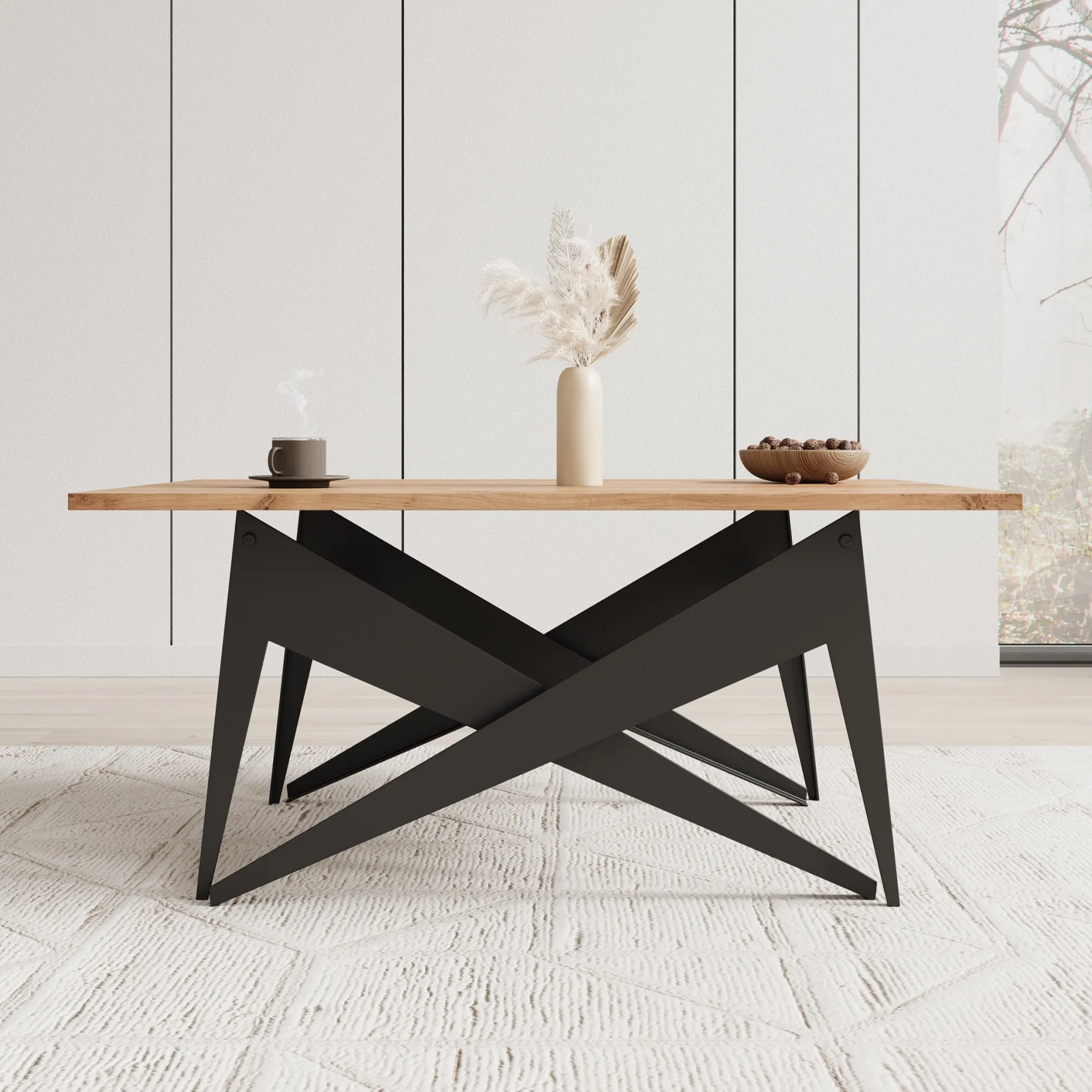 Xyra - Salontafel uitschuifbaar tot eettafel - Eikenpatroon - 90x70x45