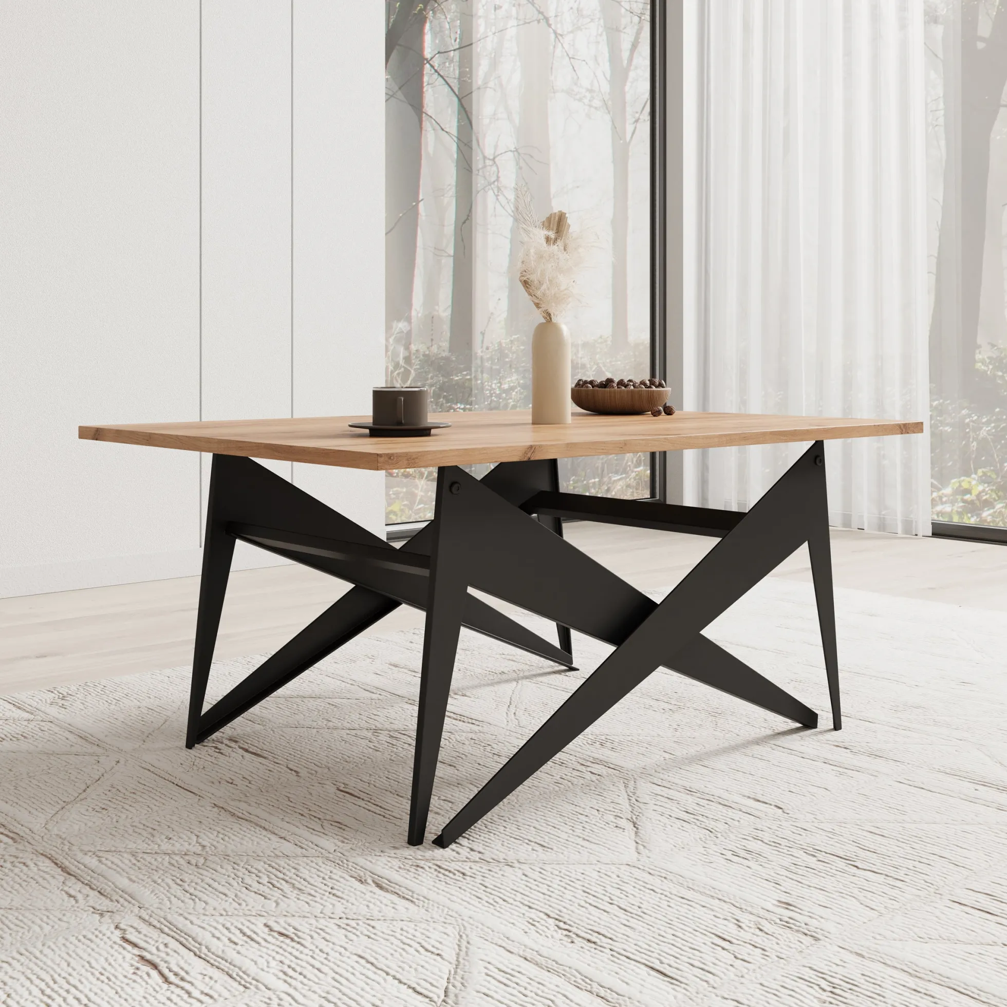 Xyra - Salontafel uitschuifbaar tot eettafel - Eikenpatroon - 90x70x45