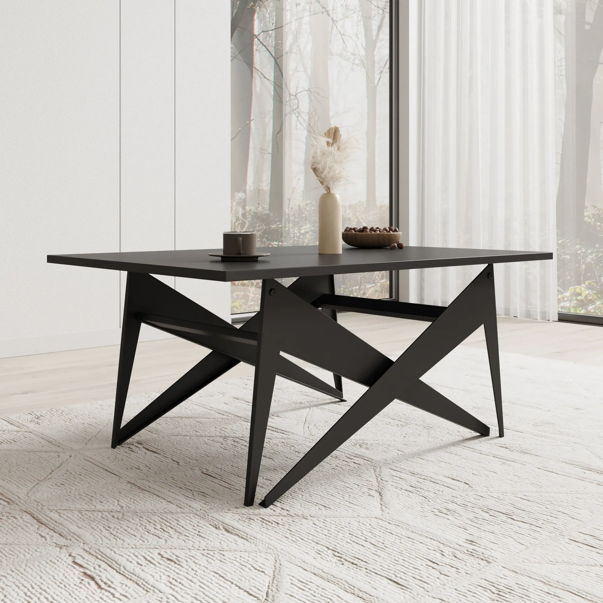 Xyra - Salontafel uitschuifbaar tot eettafel - Zwart - 90x70x45 cm