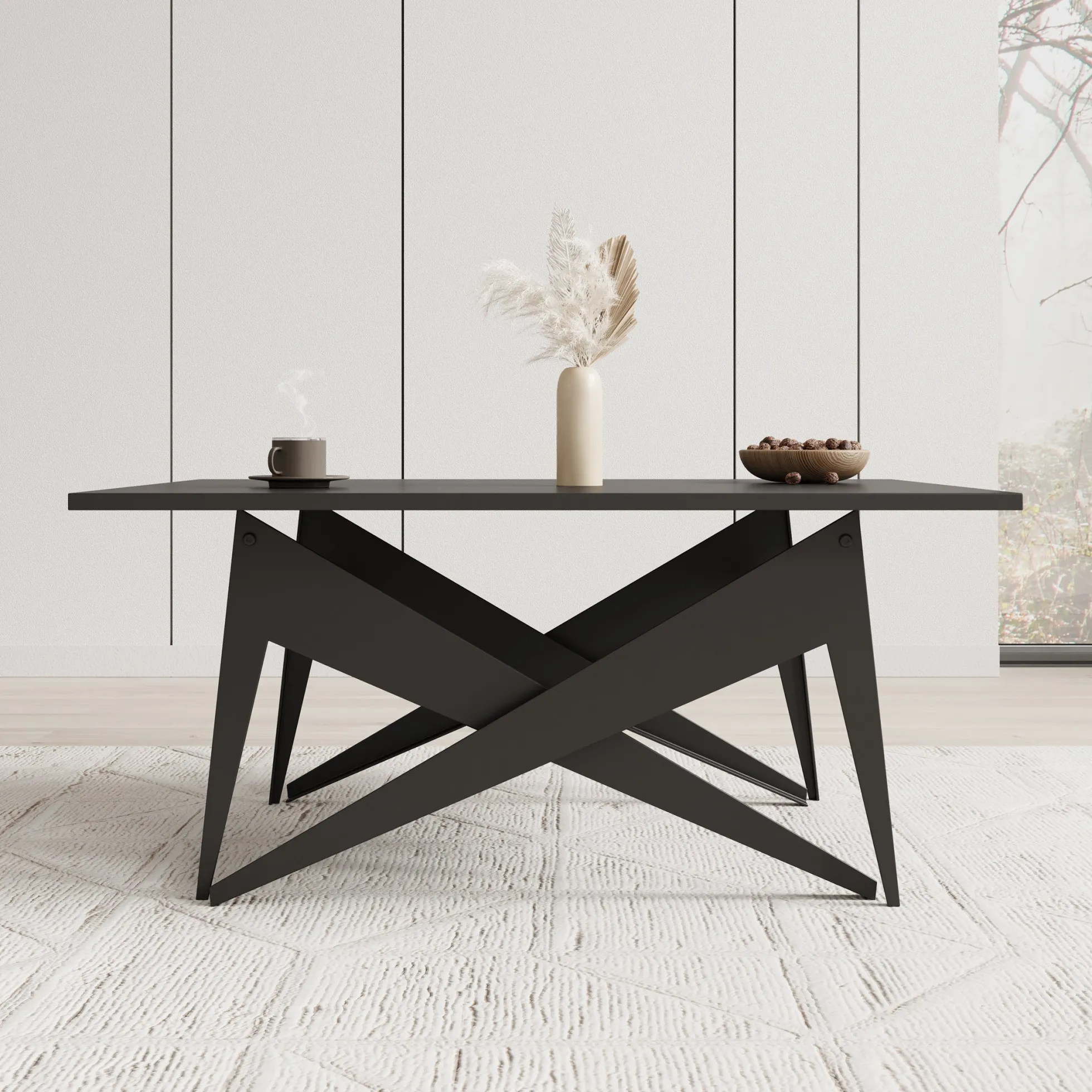 Xyra - Salontafel uitschuifbaar tot eettafel - Zwart - 90x70x45 cm