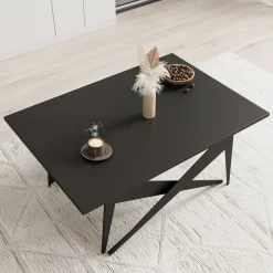 Xyra - Salontafel uitschuifbaar tot eettafel - Zwart - 90x70x45 cm