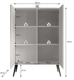 Zakari - Dressoir - Zwart - 103x39x129 cm