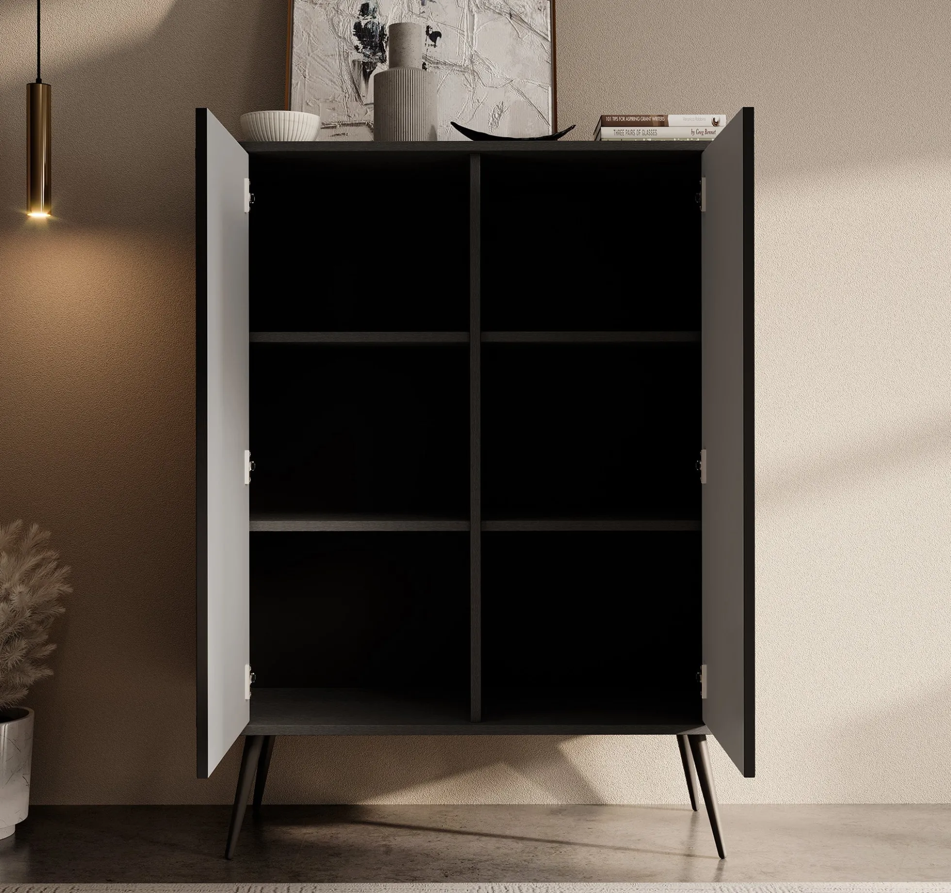Zakari - Dressoir - Zwart - 103x39x129 cm