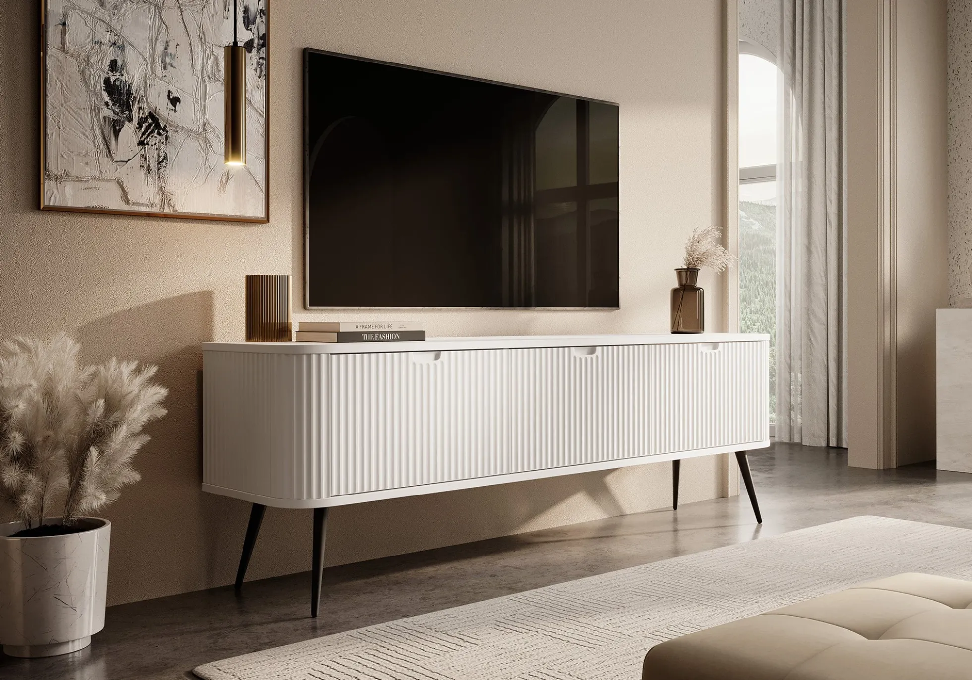 Zakari - TV-Meubel met 3 deuren - Wit - 168 cm