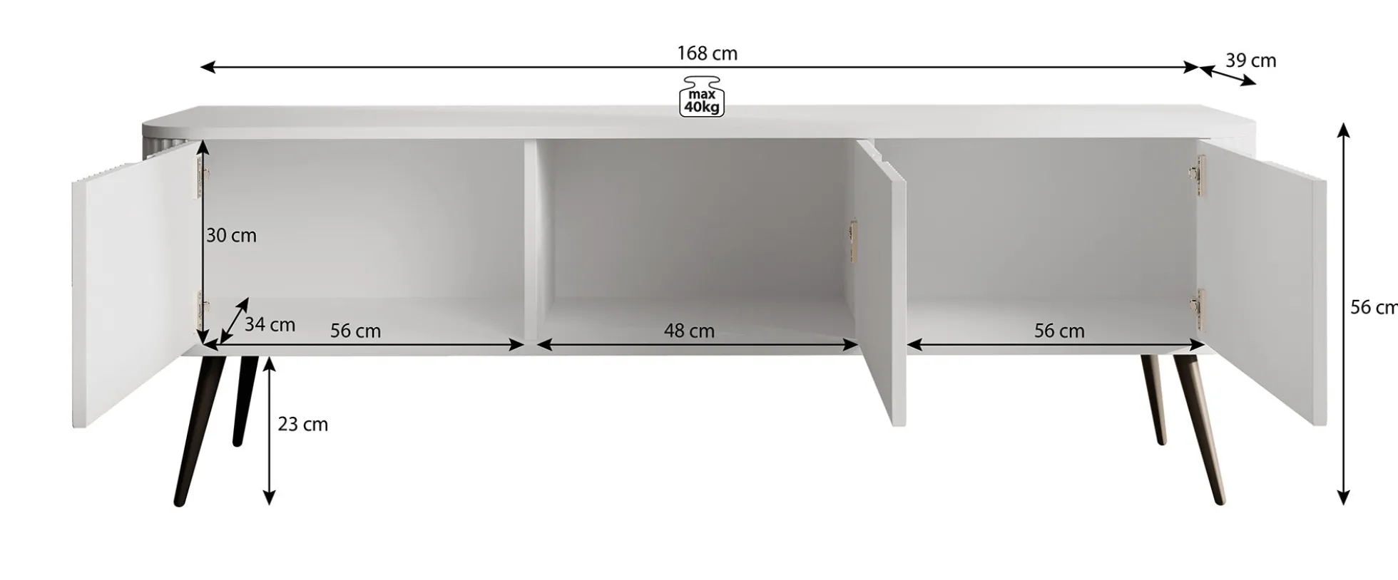 Zakari - TV-Meubel met 3 deuren - Wit - 168 cm