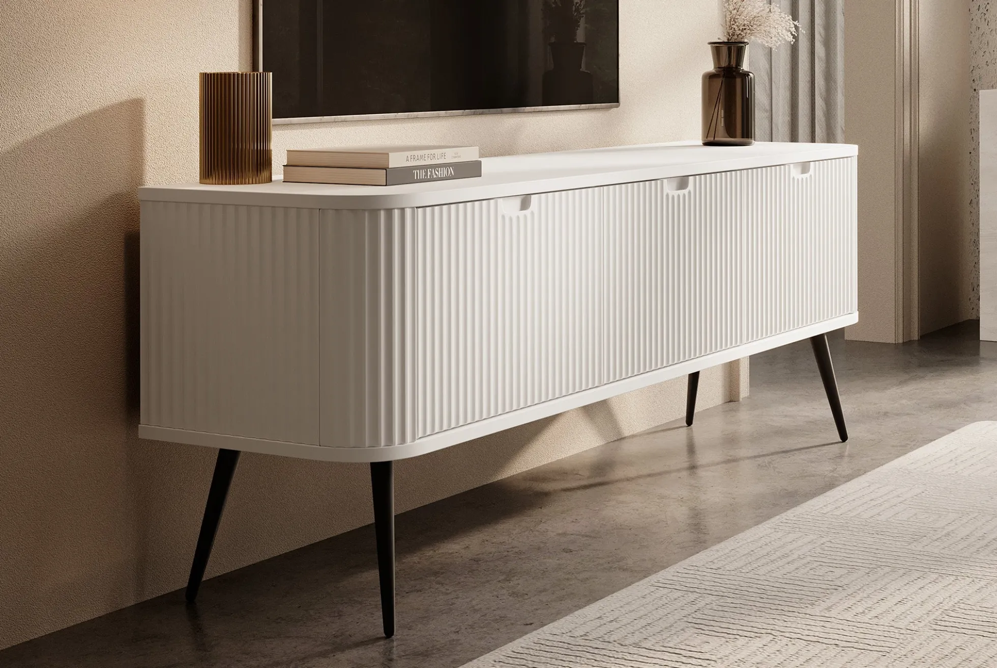 Zakari - TV-Meubel met 3 deuren - Wit - 168 cm
