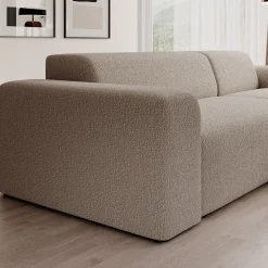 Zamzi - Hoekbank 3-zits met chaise longue - Teddystof beige - Rechts