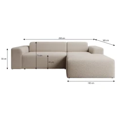Zamzi - Hoekbank 3-zits met chaise longue - Teddystof beige - Rechts