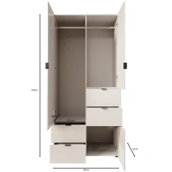 Zayden - Kledingkast 2-deurs - Wit - 90x55x190 cm
